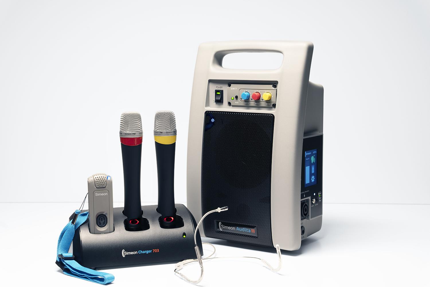 Simeon Audita III is designed with students and teachers with auditory processing needs in mind. This is a soundfield system that audiologists, deaf and hard of hearing staff, and special needs staff will enjoy implement. Simeon Audita III is also Auracast - Bluetooth enabled which is compatible with cochlear implants.