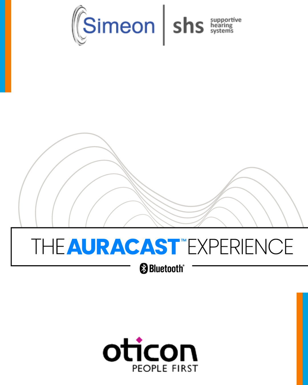 this image is of the otion, simeon canada - supportive hearing systems logo, and auracast bluetooth logo.